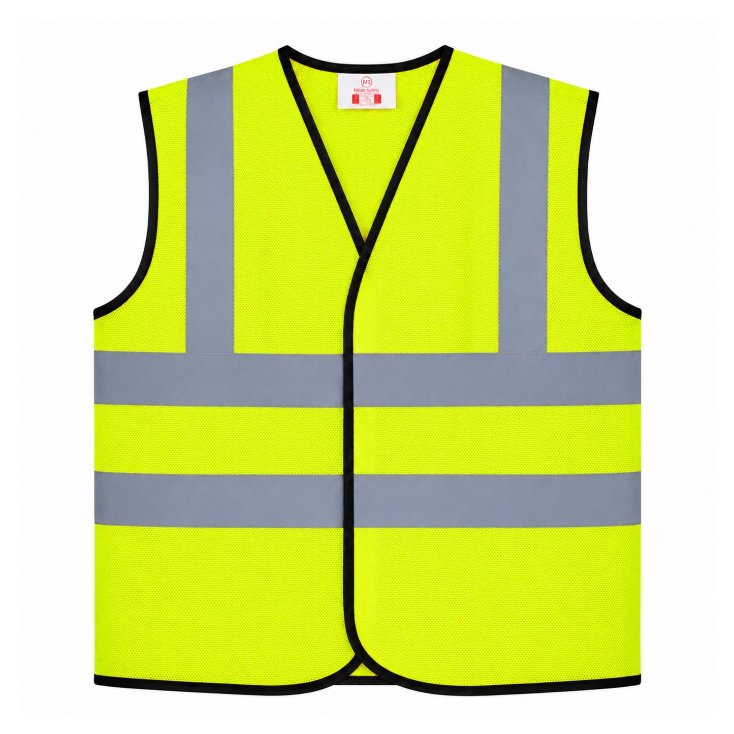 Milan Reflective Safety Jacket – MSRJ 4 | 90 GSM Mesh Fabric | 2” Glass Bead Reflective Tape | Front Velcro Opening | Multi-Color Options