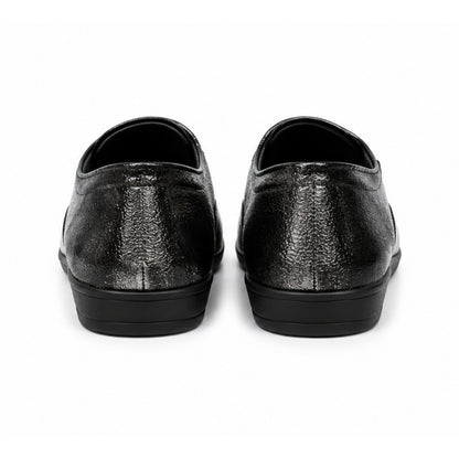 Women’s Security Guard Shoes | Black Leather Safety Shoes | Lightweight, Flat Sole & Soft Cushion Insole | Milan Safety
