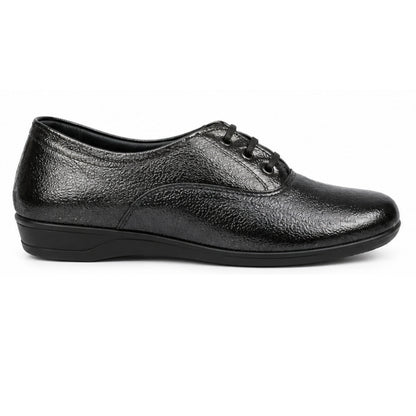Women’s Security Guard Shoes | Black Leather Safety Shoes | Lightweight, Flat Sole & Soft Cushion Insole | Milan Safety