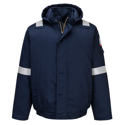 PORTWEST FR731 Bizflame Work+ FR Insulated Bomber Jacket | Flame Resistant Safety Jacket (Navy, Royal Blue)
