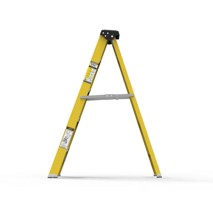 Y-Access FRP Fiberglass Single Sided Self Supporting Ladder | Electrical Shockproof EN131 Approved Step Ladder (3–14 Steps, 150kg Load)