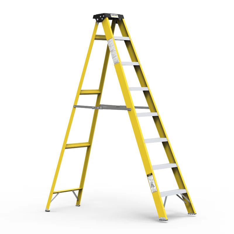 Y-Access FRP Fiberglass Single Sided Self Supporting Ladder | Electrical Shockproof EN131 Approved Step Ladder (3–14 Steps, 150kg Load)