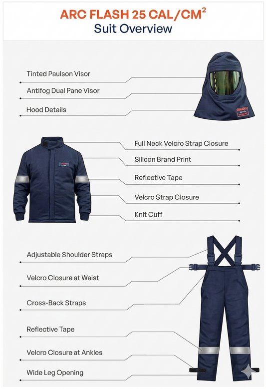 HICARE™ ARCDEFENCE™ 25 Cal/cm² Arc Flash Suit - HRC 2 Double-Layer Inherent FR Protective Kit