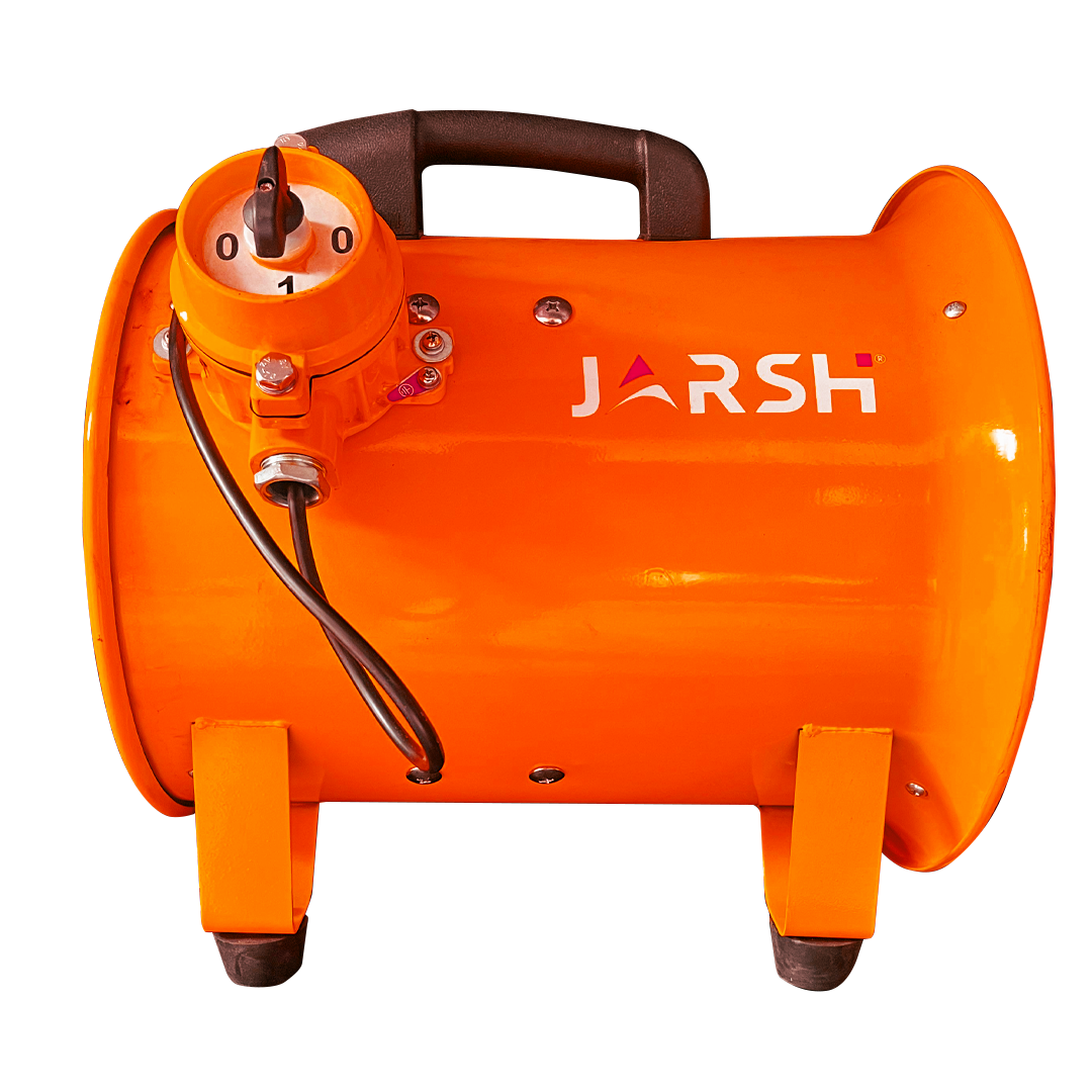 Jarsh ATEX Certified Industrial Blower Fan with Anti-Static PVC Ventilation Duct | Explosion Proof Hazardous Area Ventilation System
