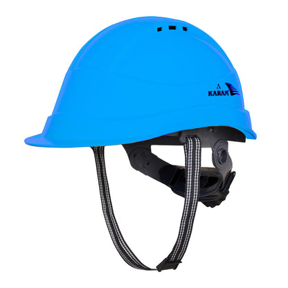 Karam Safety Helmet with protective Peak with Rachet type Adjustment and Ventilators