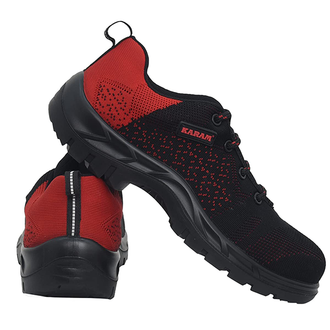 Karam FS215 - Red & Black, 200J Fiber Toe Cap, Shock Absorbing PU Sole, Heat, Oil & Water Resistant Sporty Safety Shoes