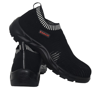 Karam FS208 - Black, 200J Fiber Toe Cap, Shock Absorbing PU Sole, Heat, Oil & Water Resistant Sporty Safety Shoes
