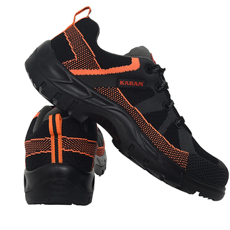 Karam FS210 - Orange, 200J Fiber Toe Cap, Shock Absorbing PU Sole, Heat, Oil & Water Resistant Sporty Safety Shoes