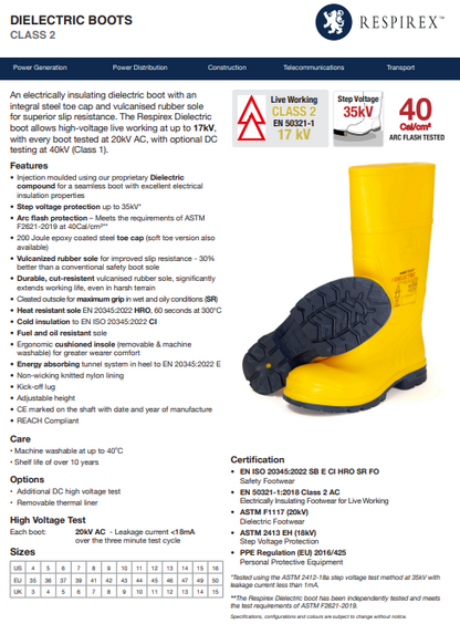 DIELECTRIC CLASS 2 BOOTS | HIGH-PERFORMANCE ELECTRICALLY INSULATING FOOTWEAR | Suitable for live working up to 17kV