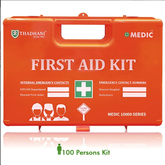 Thadhani Medic 10000 First Aid Kit for 100 Person | BOCW Act ANSI Type III Industrial Emergency Medical Kit