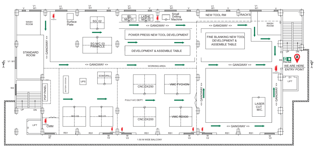 Evacuation Floor Map | Night Glow Safety Map Board (3 x 4 Ft)