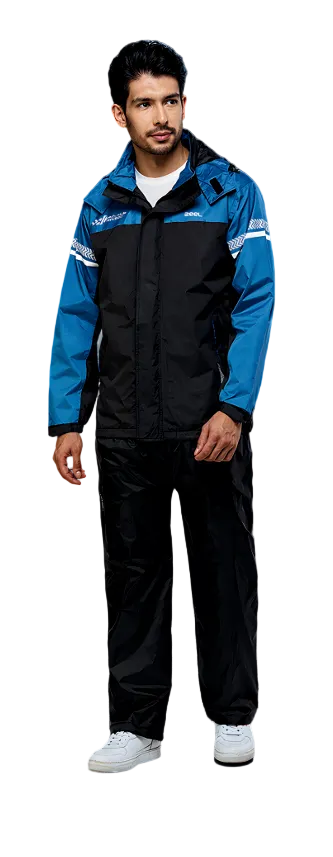Zeel JS510 Waterproof Rain Suit for Men | Seam-Sealed Motorcycle Rainwear with Detachable Hood | Reflective Lightweight Riding Rainsuit