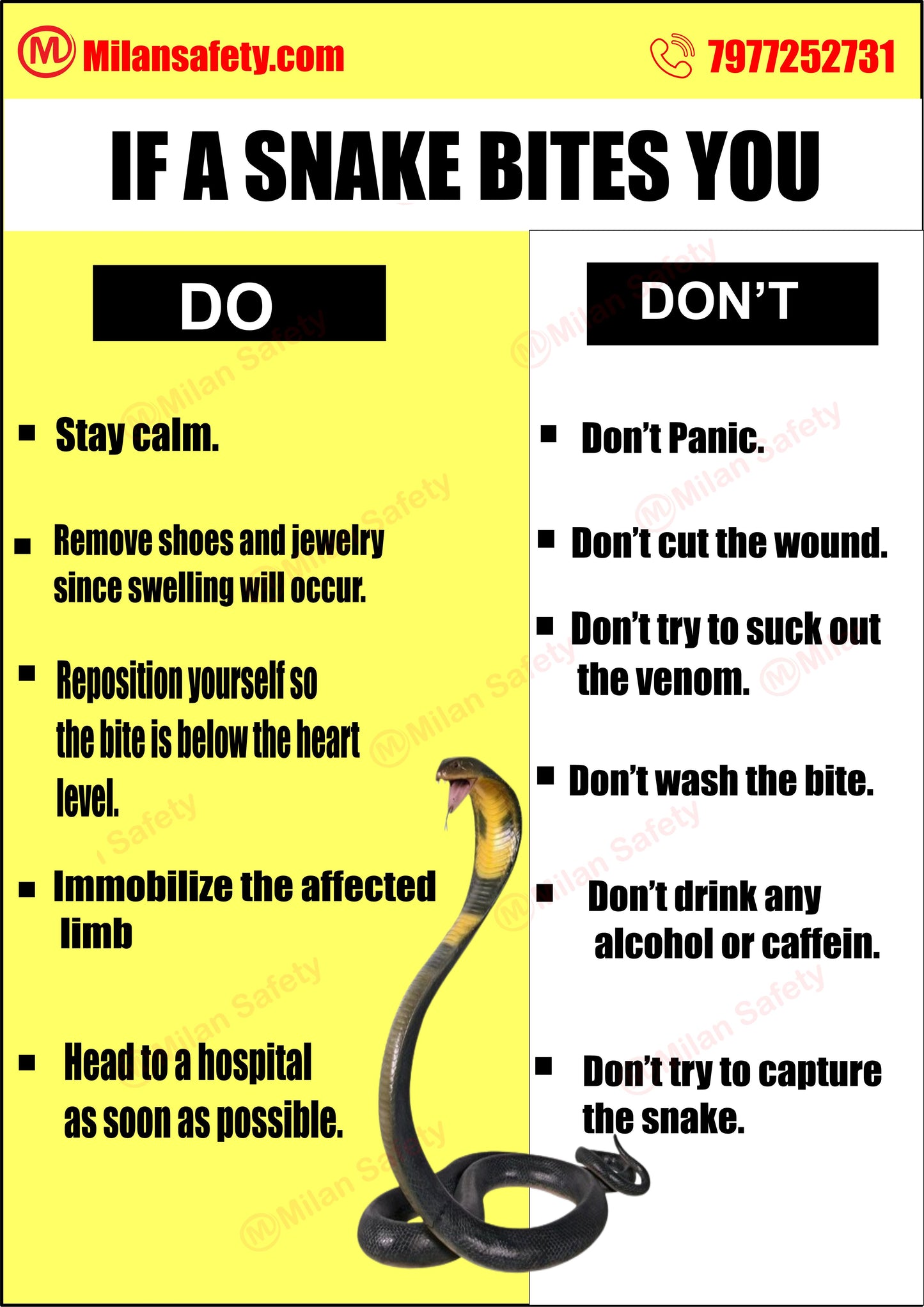 if snake bites you Safety Poster 68 | High-Quality Customizable Signage with Easy Wall Mounting Options | safety signs