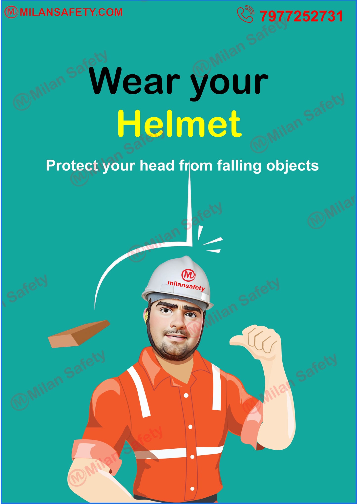 Wear your helmet Safety Poster 69 | High-Quality Customizable Signage with Easy Wall Mounting Options | safety signs