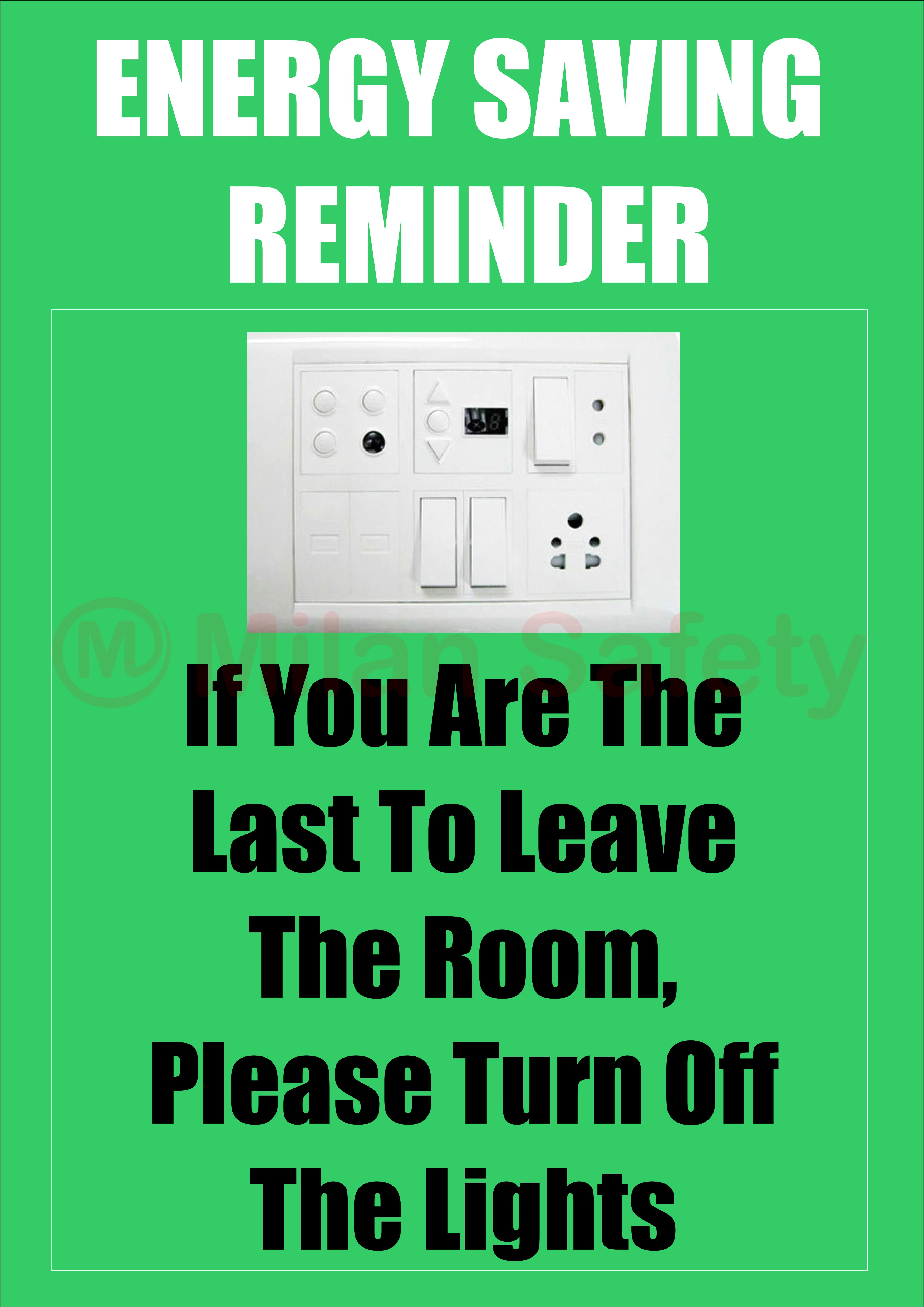 Energy saving reminder signage – Milansafety