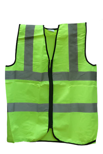 Reflective Safety Vest | Safety Jacket RJ4: 120 GSM plain fabric | Grey tape 2 vertical 2 horizontal