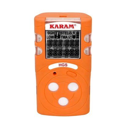 Orange Karam gas detector on a white background