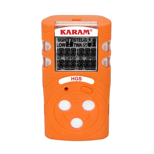 Orange Karam gas detector on a white background