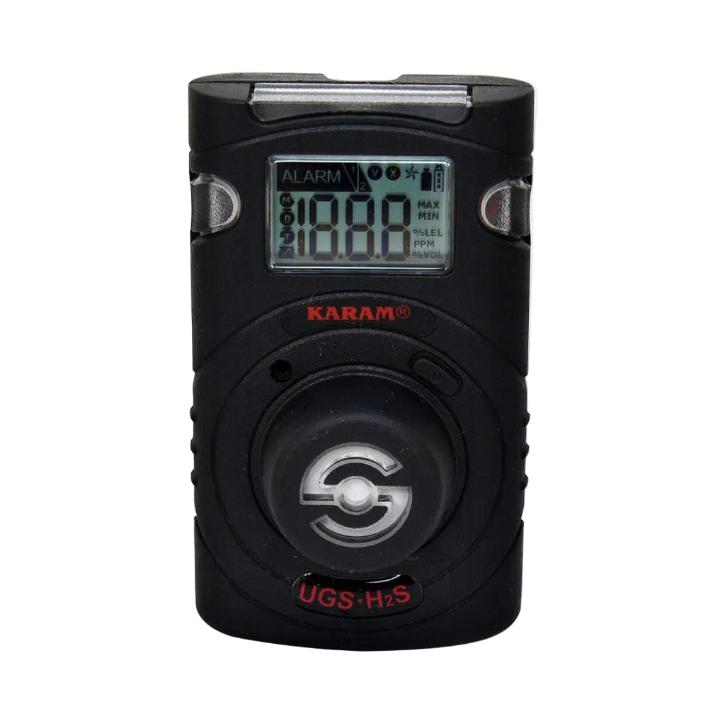 Black electronic device with digital display on a white background