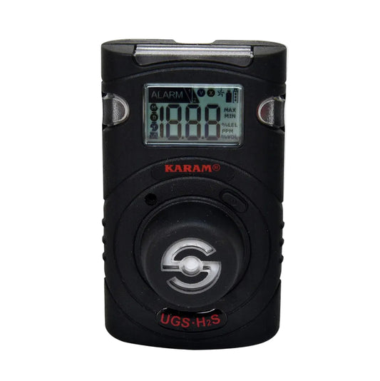 Black electronic device with digital display on a white background