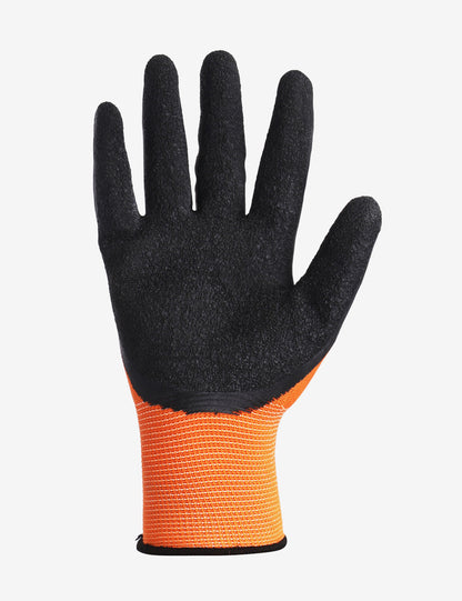 Karam Orange Liner with Black Crinkle Latex Hand Gloves, HS01