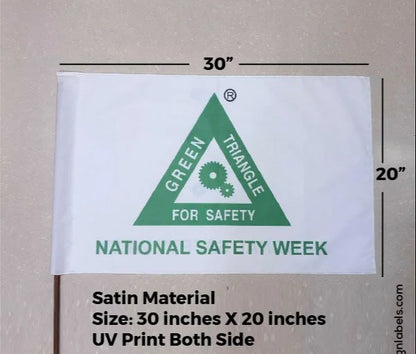 White Satin National Safety Week Flag - 30" x 20", UV Print