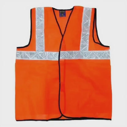 Milan Reflective Safety Jacket - MSRJ 1 | 70 GSM Netted Fabric | 2-Inch PVC Tape (1H2V) | Orange & Green | One Size | Express Delivery
