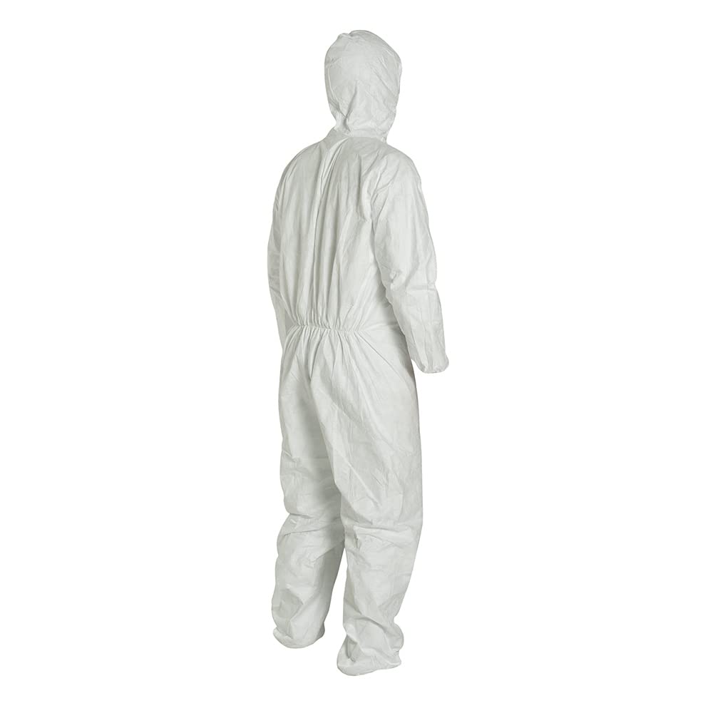 DuPont Tyvek Disposable Coverall with Hood, Elastic Cuff, White (Pack of 6)