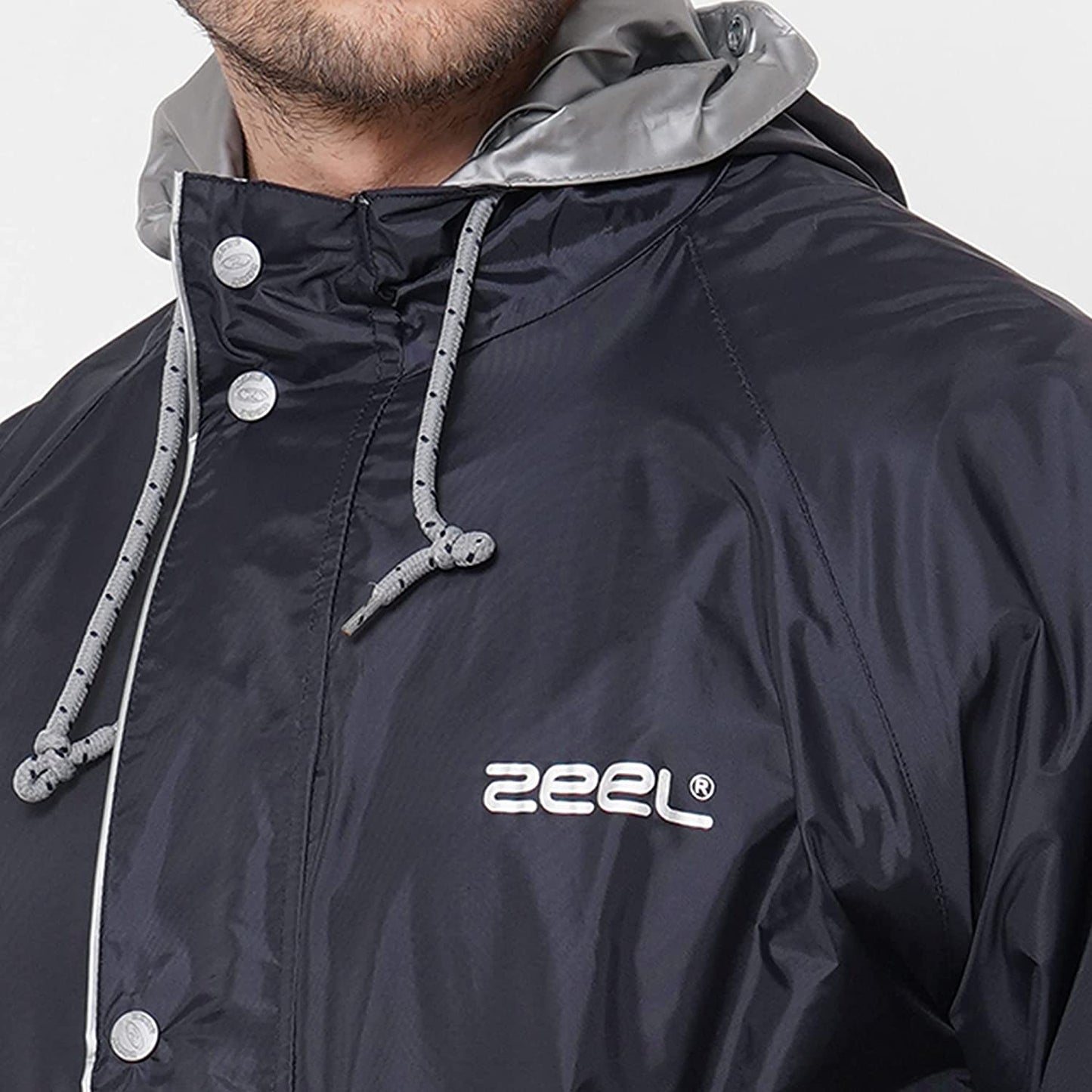ZEEL Mens Raincoat with Adjustable Hood | Reversible Raincoat for Men | Waterproof Pant and Carrying Pouch | AZ14